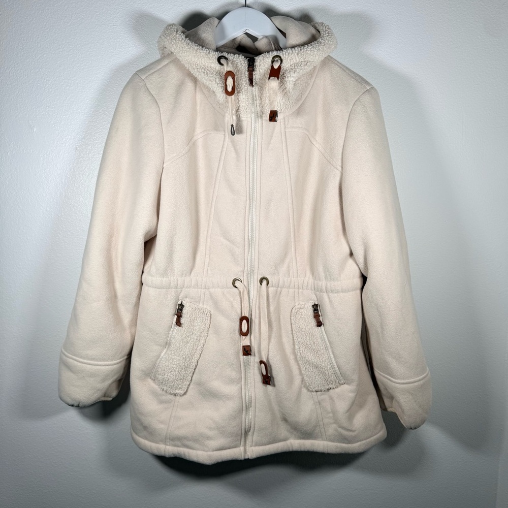 Koolaburra by UGG Sherpa Lined Hooded Jacket Women’s Large Ivory Full Zip Cozy